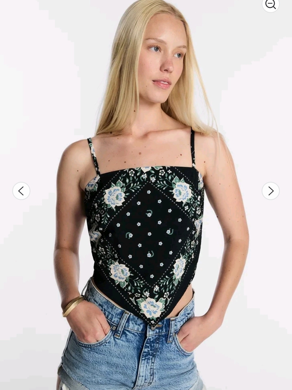 Kacey Lee Floral Bandana Tank Top Cami Handkerchief Hem